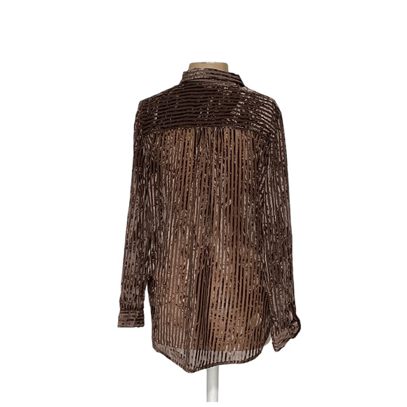 Pilcro Brown Striped Women's Top - Picture 2 of 3